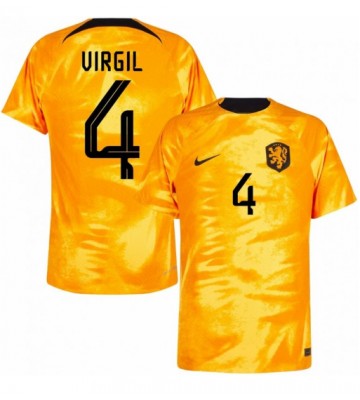 Nederland Virgil van Dijk #4 Hjemmedrakt VM 2022 Kortermet